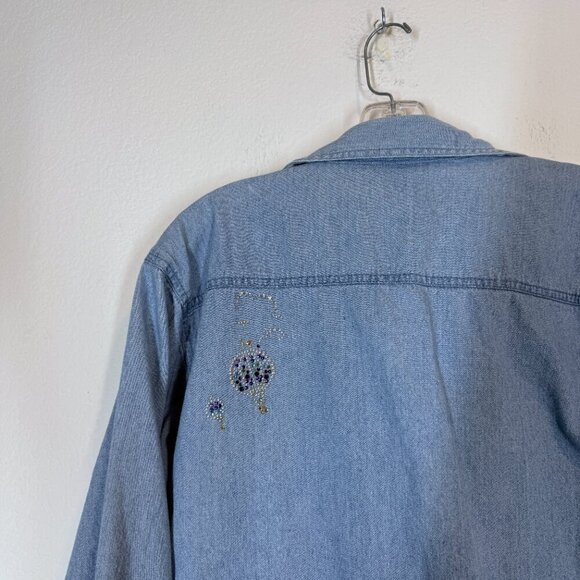 Vintage Hot Air Balloon Denim Shirt Western Medium - Picture 6 of 8